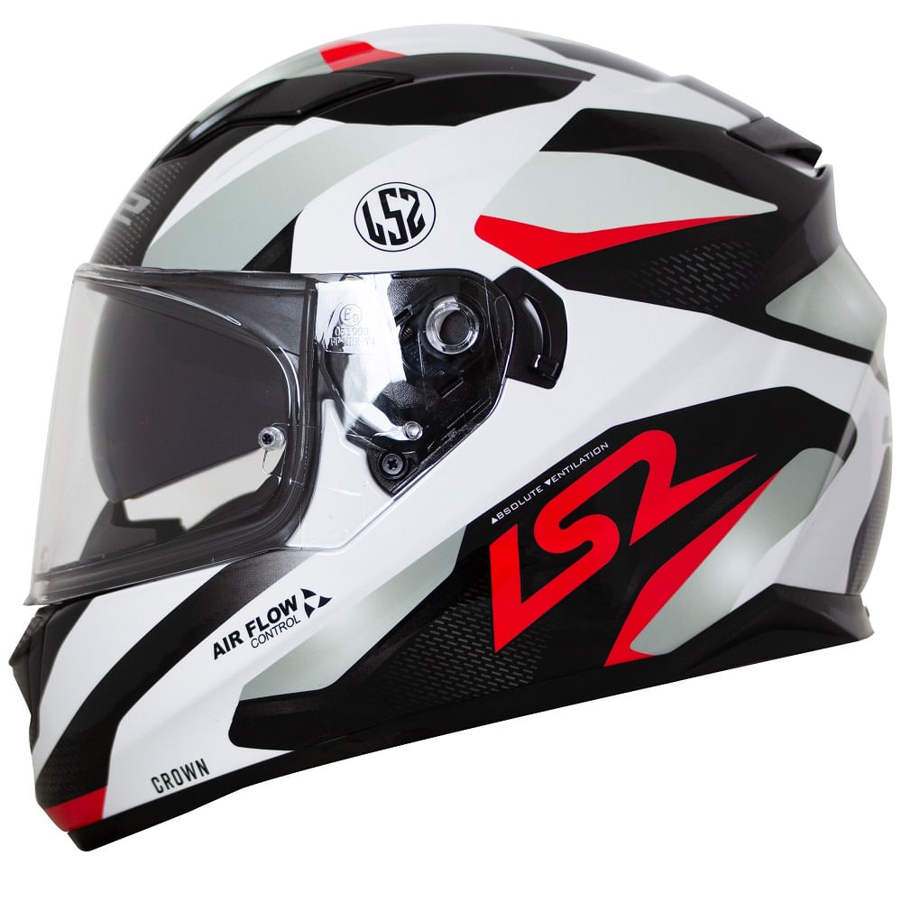 CAPACETE LS2 FF320 STREAM CROWN BRANCA/VERMELHO - Nacar