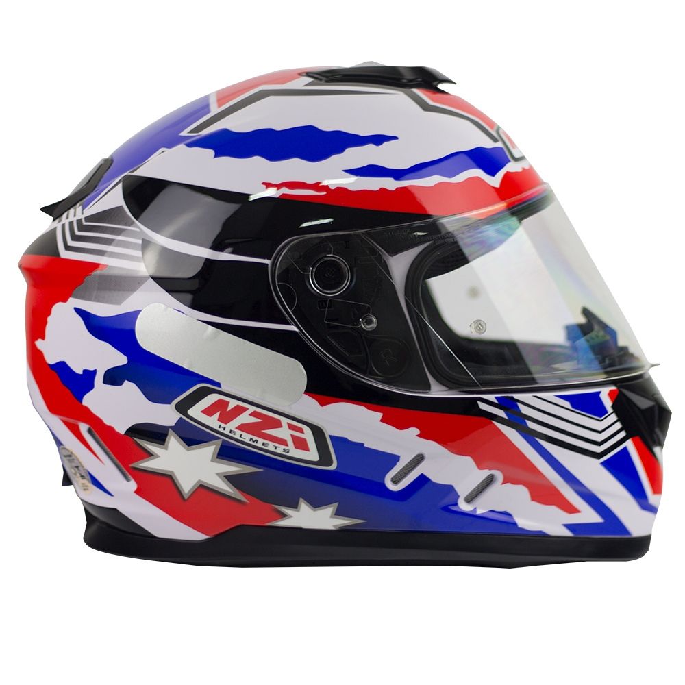 Capacete moto NZI Fusion Mick Antracite Preto Vermelho e Branco - WebRacing