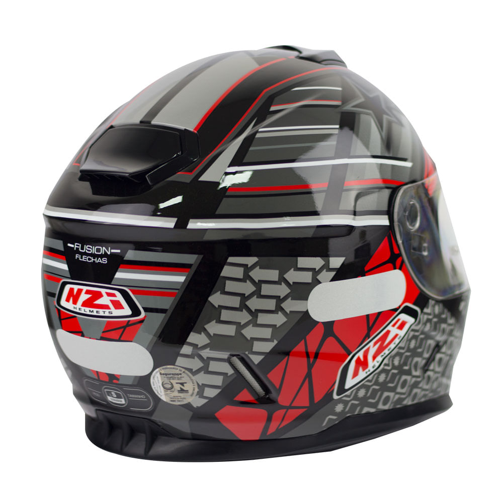 Capacete moto NZI Fusion Mick Antracite Preto Vermelho e Branco - WebRacing