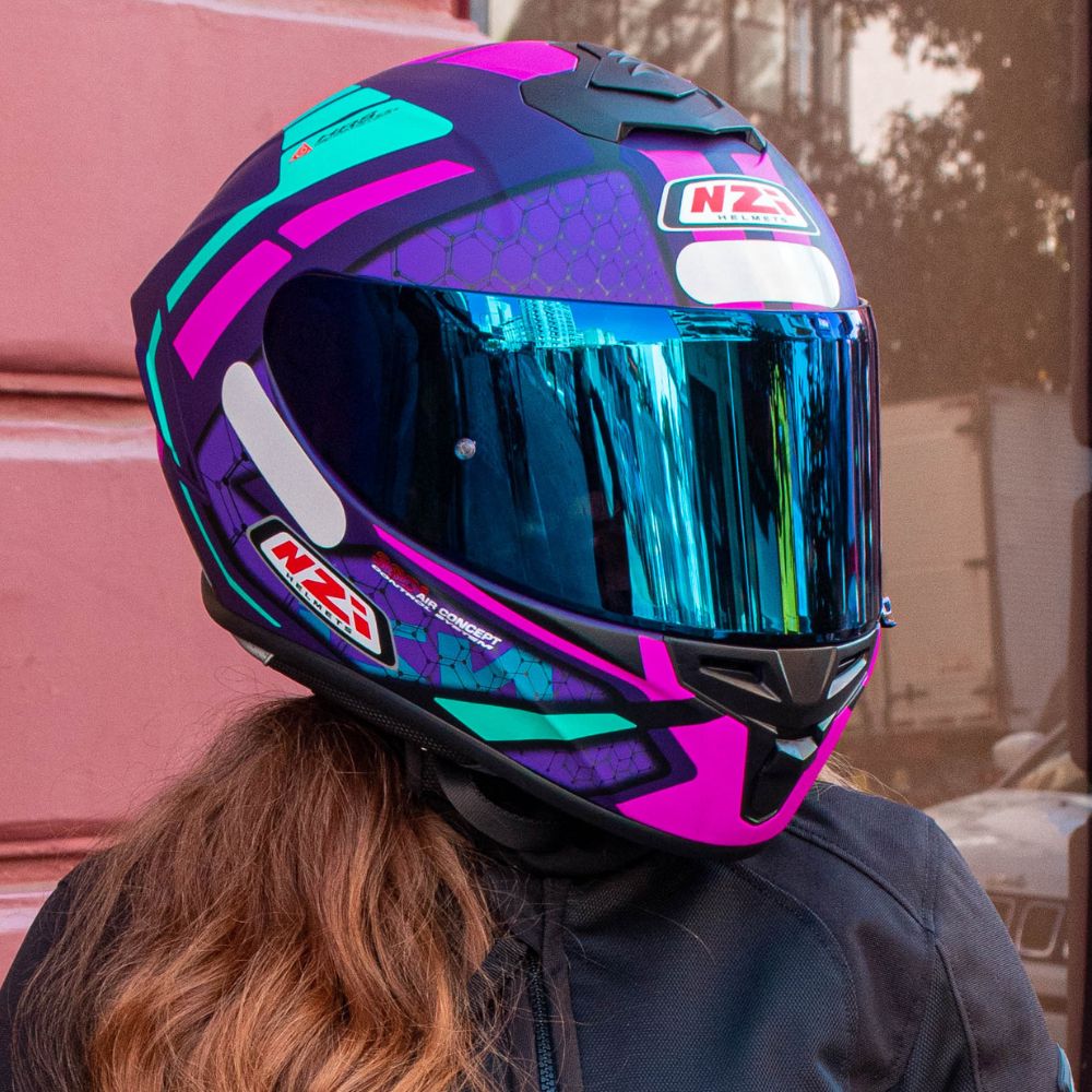 rose Capacete Moto Nzi Trendy Overtaking Roxo Rosa Fosco - Nacar