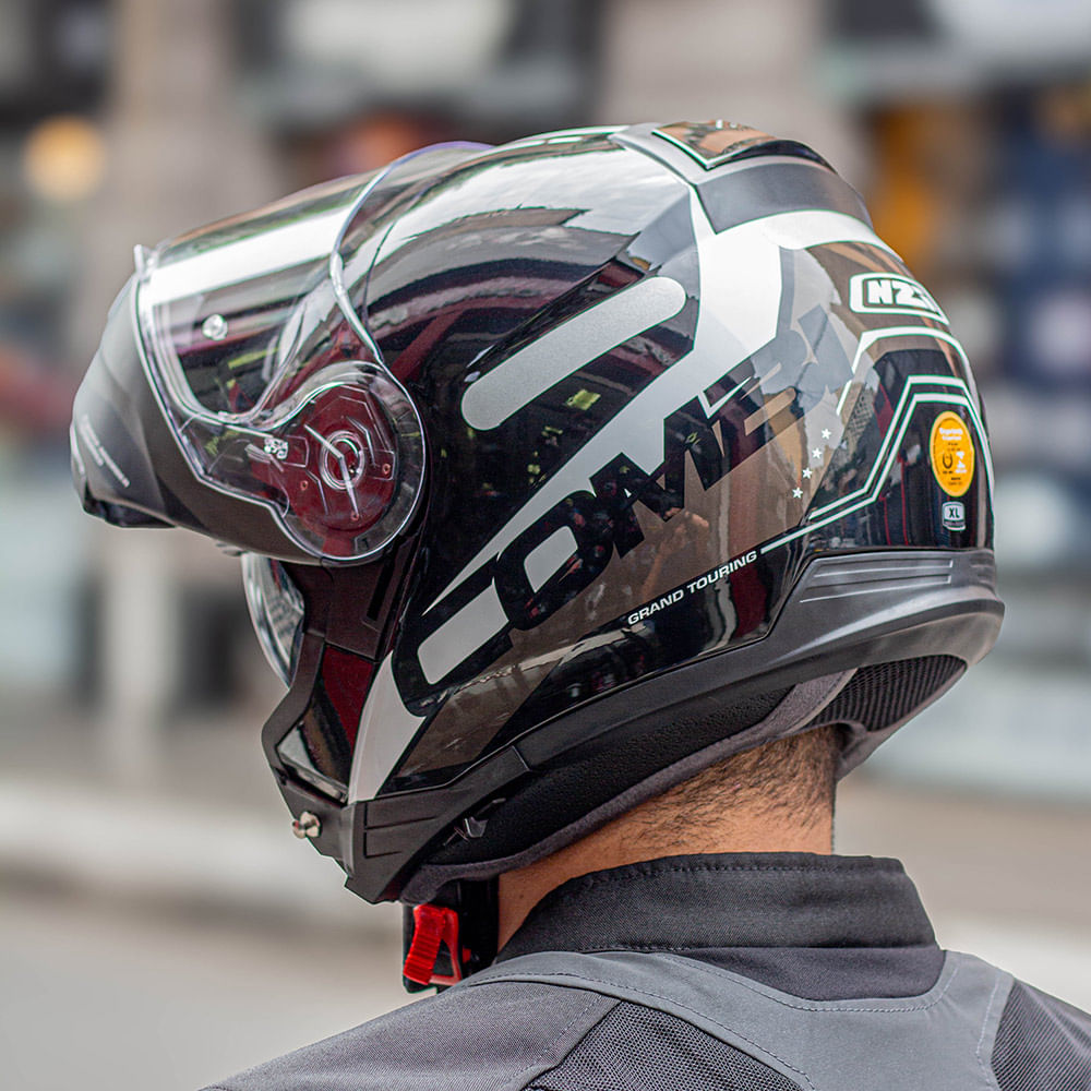 Capacete Moto Articulado NZI Combi2 Duo Flydeck Laranja - Nacar