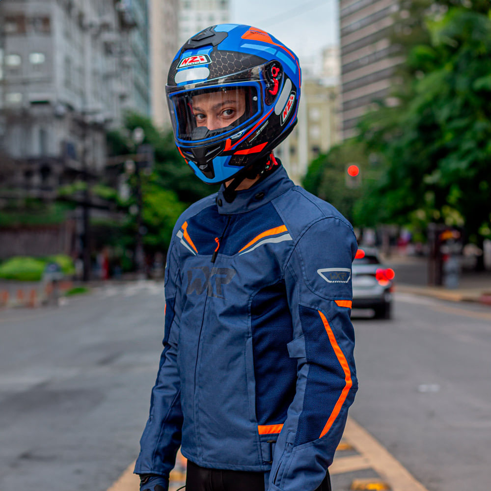 Jaqueta Moto WXR Velofresh Azul Laranja - Nacar