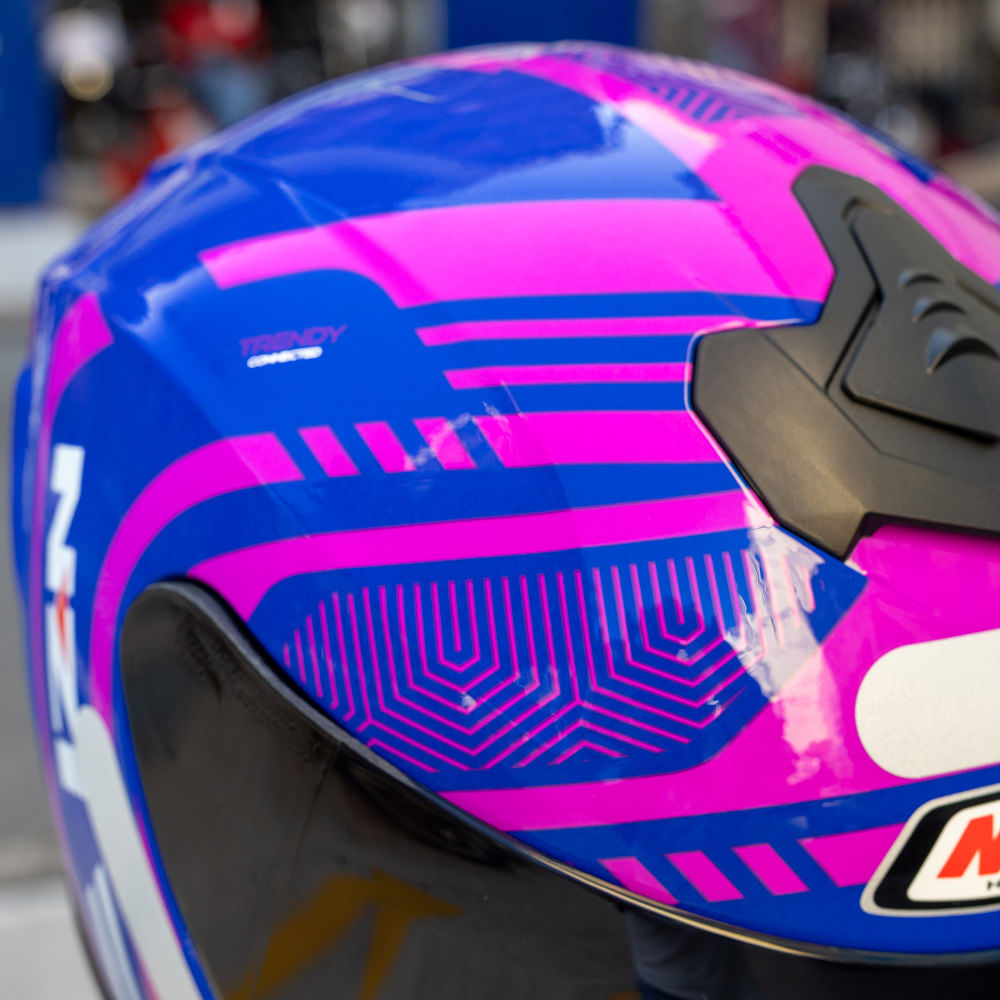 Capacete Moto Nzi Trendy Connected Azul Rosa - Nacar