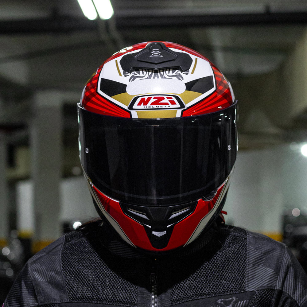 Capacete Moto NZI Trendy 3 Stream One&One Branco Dourado - Nacar